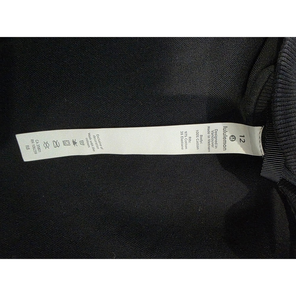 Lululemon Chill On Pullover Perfect Crewneck Sweatshirt Black Cotton Relax Sz 12 - Picture 9 of 10